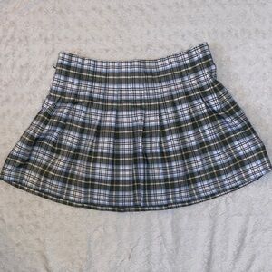 No Boundaries Green and White Plaid Skater Skirt
